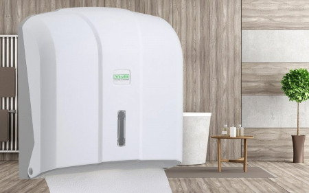 Dispenser pentru hartie pliata, tip V fold, alb