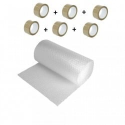 Pachet folie cu bule 100 mp + 6 role scotch , folie de 60gr/mp - 2 straturi