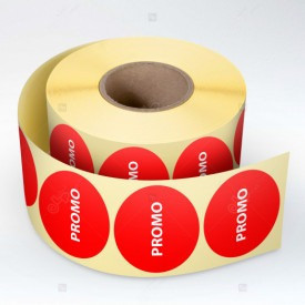 Rola 1000buc etichete "PROMO " diametru 40 mm, autoadezive