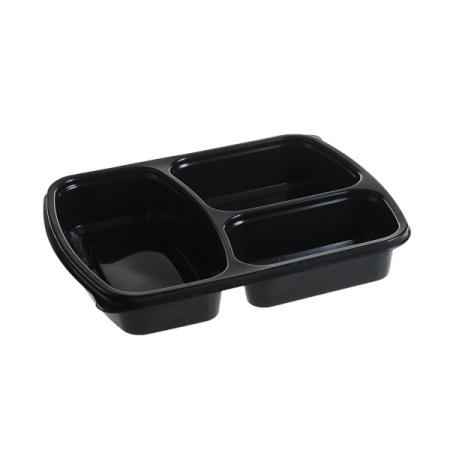 Caserole meniu 3 compartiment, 500 ml,PP, negru, 235×185 mm,300 buc,12set