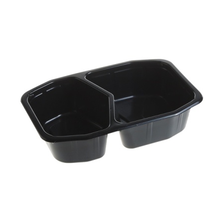 Caserole octagonale meniu 2 compartiment , PP, negru FT311 H50-2 , 145×213 mm,360 buc,6 set