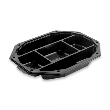 Set 50 buc Platou negru oval 7 compartimente 32×24 cm