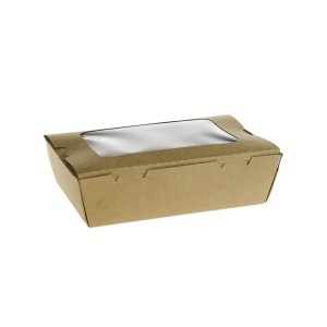 Cutii pentru salata cu 1 fereastra 700 cc JH-K-700B-W , carton + PE,kraft ,170*118*45 mm, 200 buc,4 set - Img 1