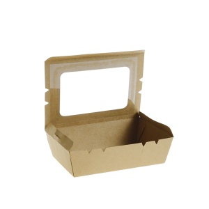 Cutii pentru salata cu 1 fereastra 700 cc JH-K-700B-W , carton + PE,kraft ,170*118*45 mm, 200 buc,4 set - Img 2