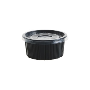 Boluri pentru supa 12 oz, PP, negru+ Capac PP , transparent FT508H50+FT68 116 C, D115 mm,500 buc,20 set - Img 1