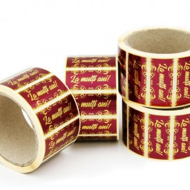 Rola cu etichete "La multi ani" 55mm x 25mm, autoadezive