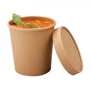 Bol supa 16 oz + capac , 470 ml,carton kraft, D96 mm, 25buc/set - Img 2