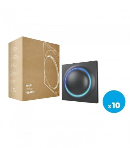 Intrerupator dublu FIBARO Walli Double Switch Anthracite (pachet de 10bucati)