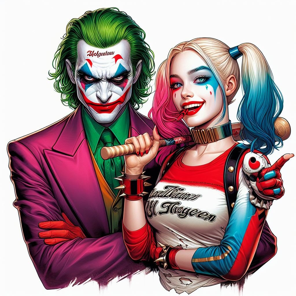 Sticker Auto Color Joker and Harley Quinn