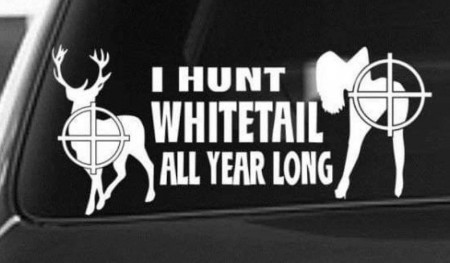 Sticker I Hunt White Tail All Year Long - 30 cm