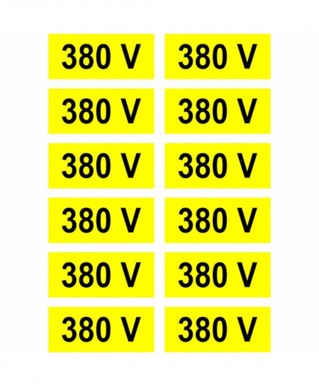 Set 12 buc Indicator autocolant Atentie 380 V