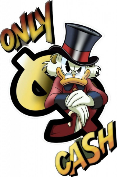 Sticker Auto Color Funny Donald Only Cash