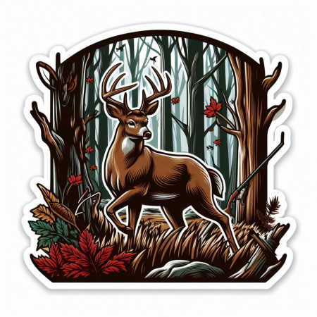 Sticker Auto Imprimat Cerb in Padure