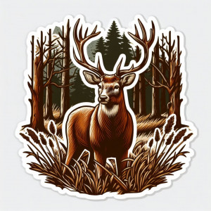 Sticker Auto Imprimat Cerb in Padure M1