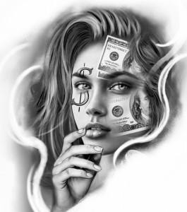 Sticker Auto Tattoo Edition Money Girl