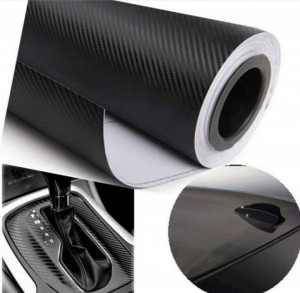 Folie de carbon 3D Negru Premium, 30 cm x 152 cm