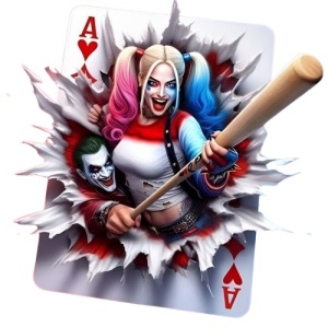 Sticker Auto Color Joker and Harley Quinn Card