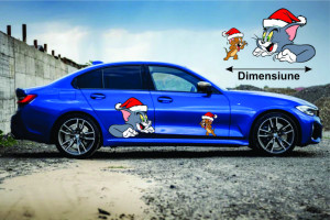 Sticker Auto Autocolant Tom and Jerry Craciun