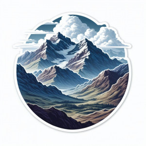 Sticker Auto Rotund Imprimat Peisaj Montan