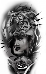Sticker Auto Tattoo Edition Tiger Girl