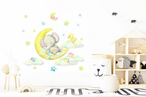 Sticker Perete Watercolor Elefant Dormind