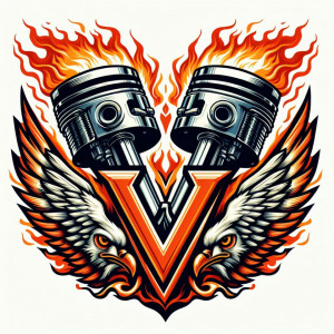Sticker Auto Pistoane V8 Flacari