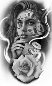 Sticker Auto Tattoo Edition Blue Eyes Girl