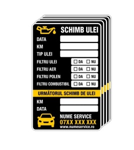 Stickere Schimb Ulei Auto – Etichete Service Profesionale (set 100 buc)