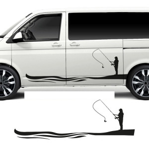 Set Stickere Auto Dungi Laterale Fishing Edition Transporter, Caravelle , Vito , Vivaro , etc (2 buc)