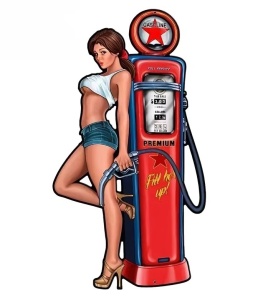 Sticker Color Old School fata Gas Station