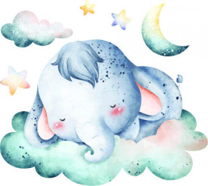 Sticker Perete Watercolor Sweet Sleep Elefantel - Img 2