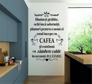 Sticker bucătărie – „Cafeaua ne aduce împreună”