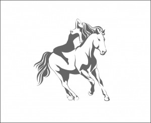 Sticker Auto Girl on Horse