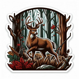 Sticker Auto Imprimat Cerb in Padure