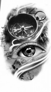 Sticker Auto Tattoo Edition Compass Eye