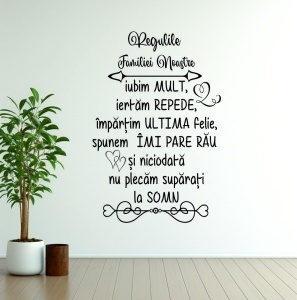 Sticker perete – „Regulile Familiei”