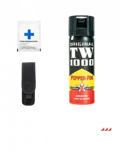Pachet Avantajos- TW 1000 Pepper Fog 63 ml, toc spray si servetel decontaminator inclus