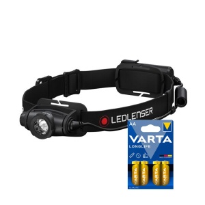 Lampă frontală LEDLENSER H5 Core - 350 lm / 2 x AA, Ledlenser H5 Core + 4 buc Varta Long Life AA baterii