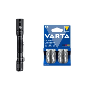 Lanternă FENIX LD22 V2 - 800 lm / 148 mm / Reîncărcabil / 2 x AA, Fenix LD22 V2 + 4 buc Varta Ultra Lithium baterii AA