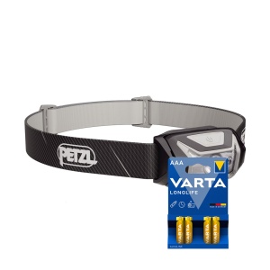 Lampă frontală PETZL Tikka - 350 lm / 3 x AAA, negru + 4 buc Varta Long Life baterii AAA