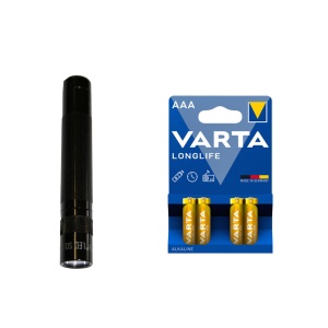 MAGLITE Solitaire LED - 47 lm / 81 mm / 1 x AAA, negru + 4 buc Varta Long Life baterii AAA