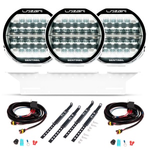 Proiector auxiliar Lazer Sentinel 9 Highline Alb - Rotund / 23 cm / 130W / Ref. 12.5, 3 buc - Set complet