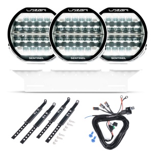 Proiector auxiliar Lazer Sentinel 9 Highline Beacon Alb - Rotund / 23 cm / 130W / Ref. 12.5, 3 buc - Set complet