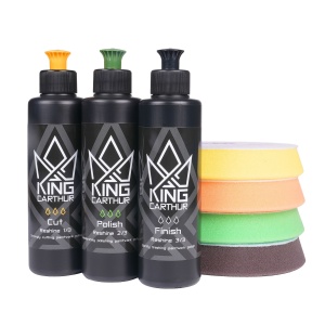 Set de polisare KING CARTHUR X TOKYA 7 in 1 - orbitală, set de polisare 5", 250 ml