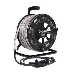 Bandă LED / Proiector de lucru AGGE 230V - 1500 lm/m, 25 m - tambur, bandă cu cablu de alimentare (4000K)