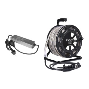 Bandă LED / Proiector de lucru AGGE 230V - 1500 lm/m, 25 m - tambur, bandă cu cablu de alimentare (3000K) + acumulator de rezervă - Img 2