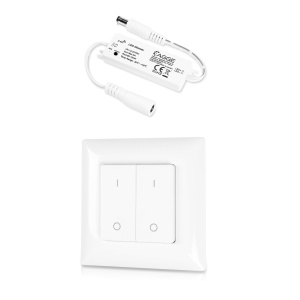 Controler pentru bandă LED AGGE mini pentru o singură culoare, RF 2.4 GHz, unitate de control + telecomandă reglarea intensității panou cu 4 taste