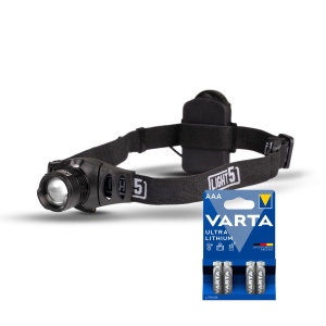 Lampă frontală LIGHT5 Zoom H22 - 210 lm / 3 x AAA, 1 buc + 4 buc Varta Ultra Lithium baterii AAA