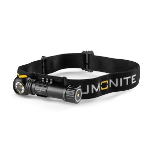 Lampă frontală LUMONITE Compass - 1250 lm / Reîncărcabil, Pachet standard (light, Baterie, Cablu de încărcare, Bandă pentru cap)