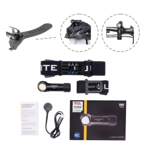 Lampă pentru cască de bicicletă LUMONITE Vector V2 - 500 lm / Reîncărcabil, Nou - Img 2